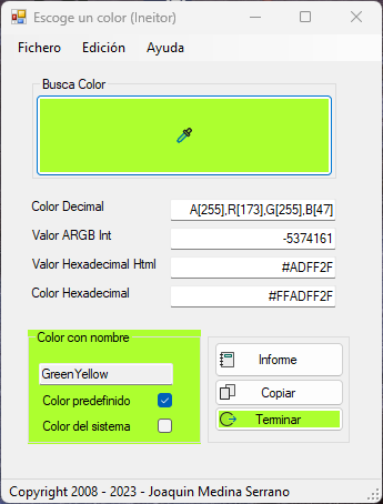 Imagen de la herramienta después de localizar un color
